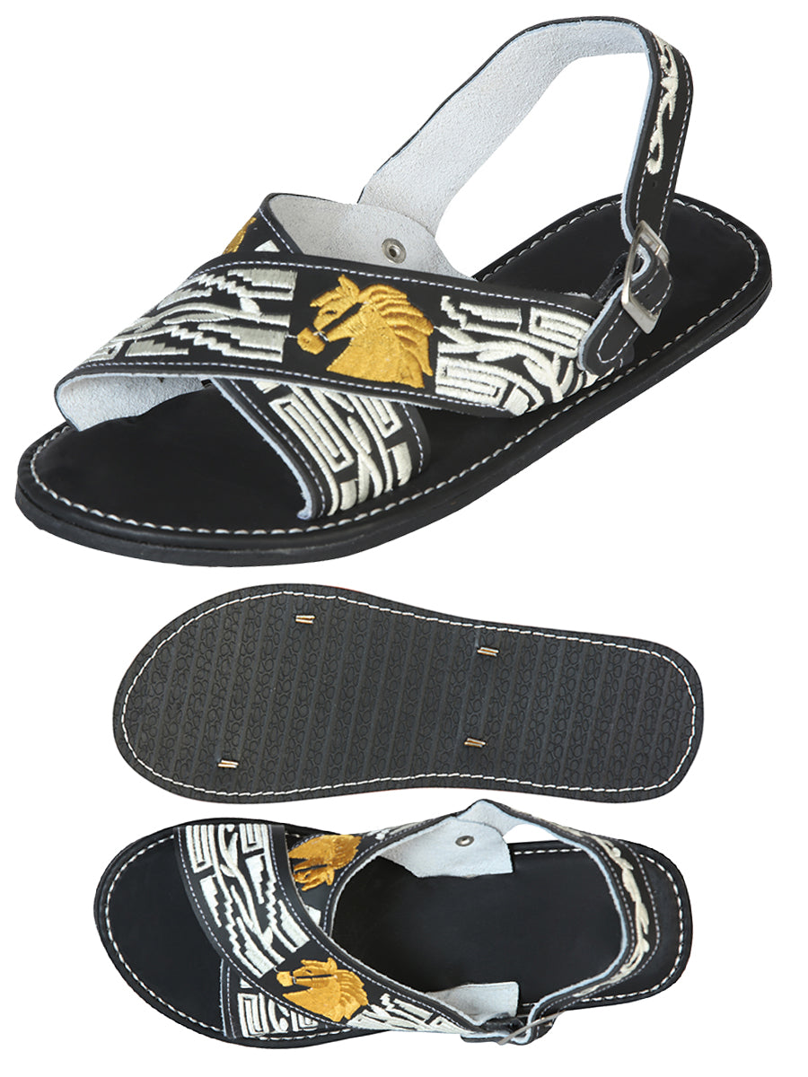 Artisanal Handmade Huarache — 50% Leather and 50% Synthetic Caballos in Black