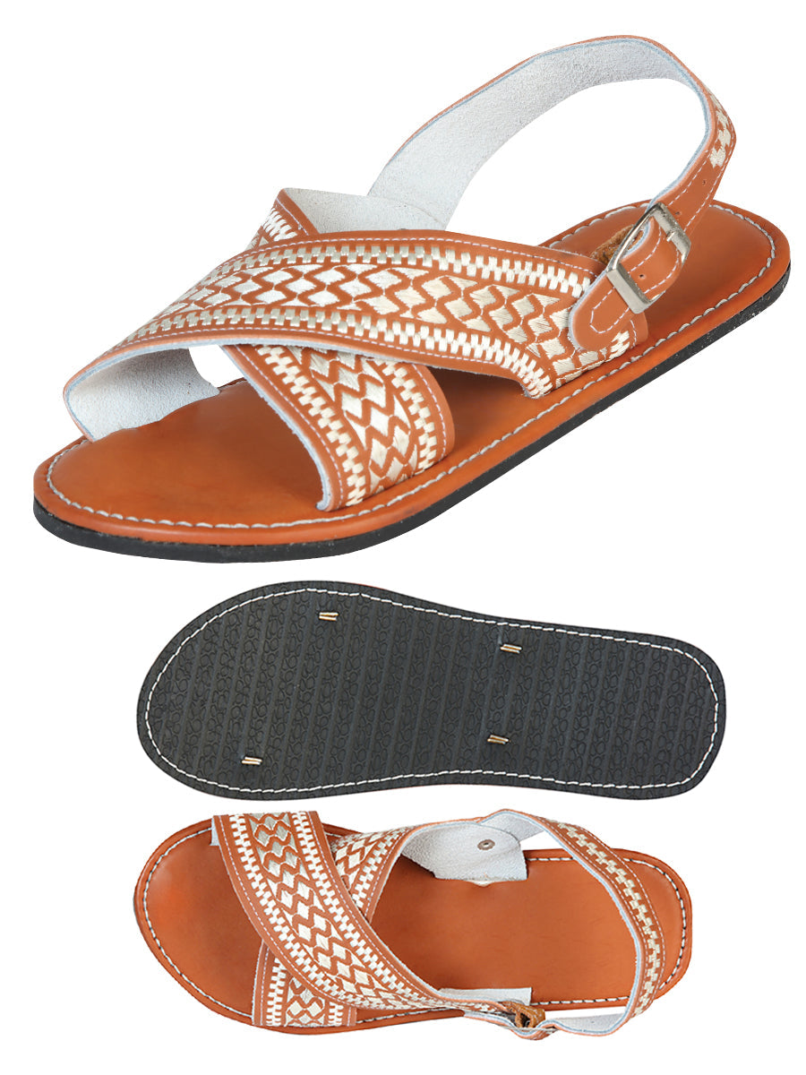 Artisanal Handmade Huarache — 50% Leather and 50% Synthetic Grecas in Natural