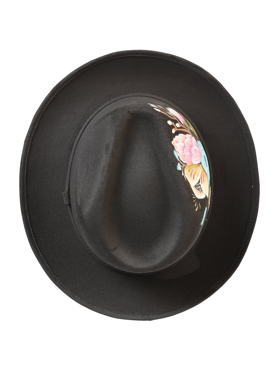 Artisanal Hand-Painted Hat — Suede in Black