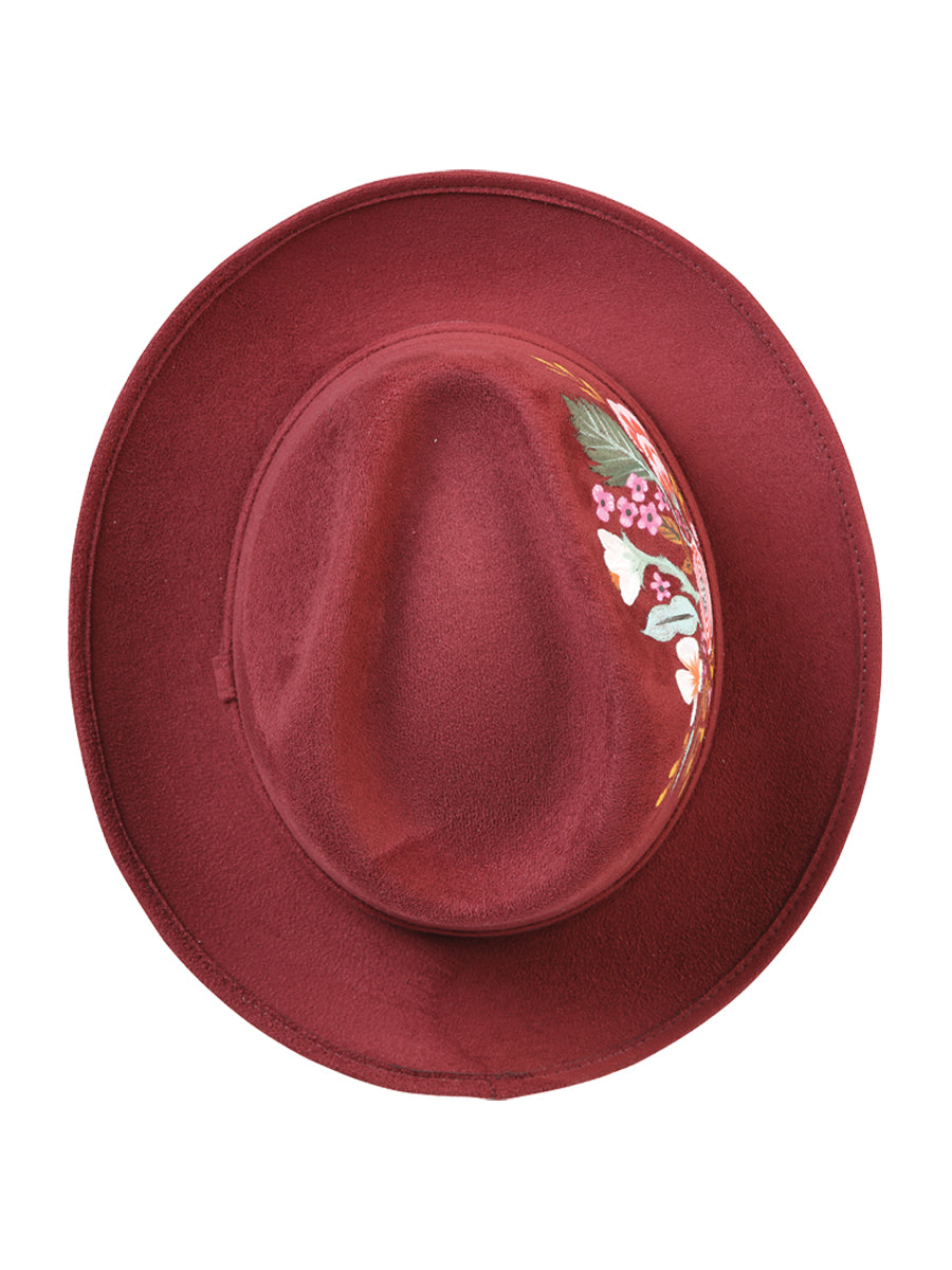 Artisanal Hand-Painted Hat — Suede in Wine