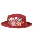 Artisanal Hand-Painted Hat — Suede in Wine