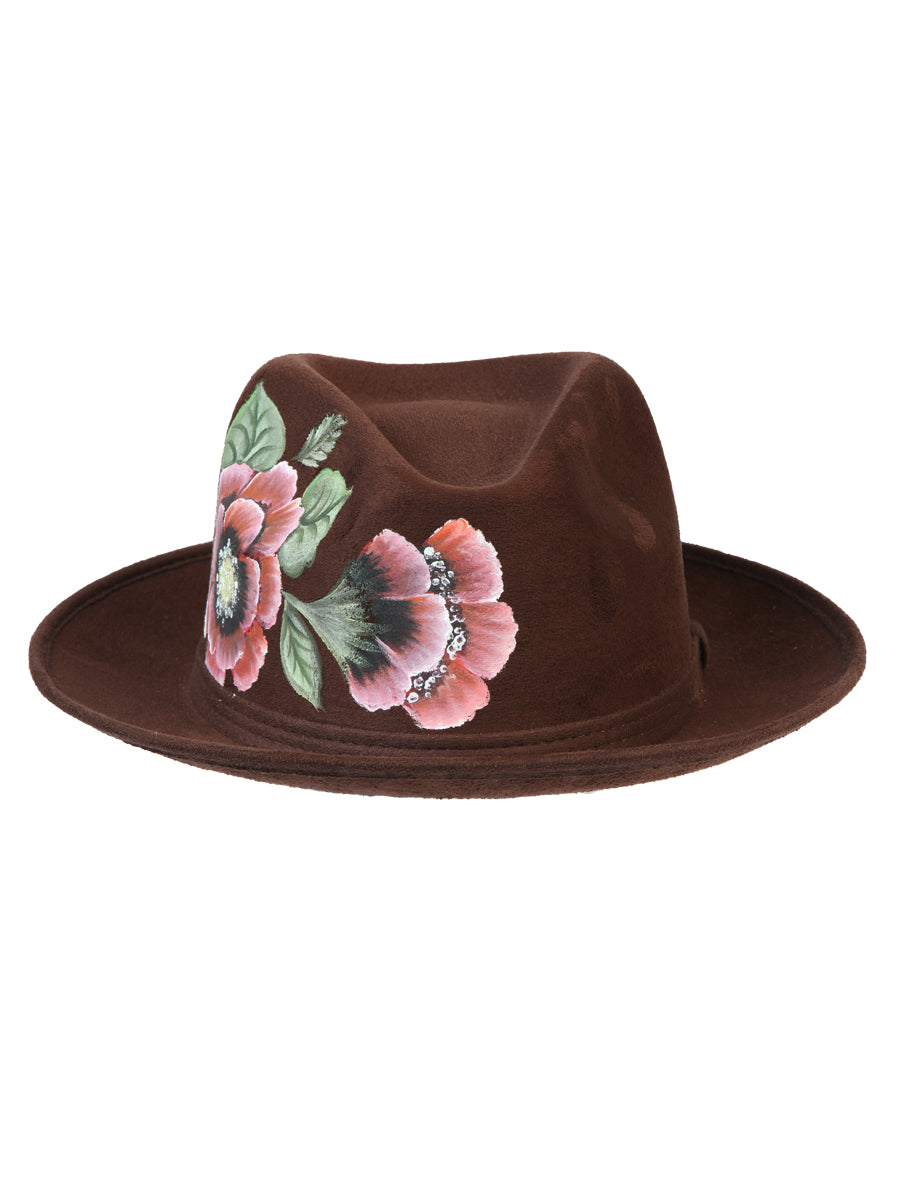 Artisanal Hand-Painted Hat — Suede in Brown