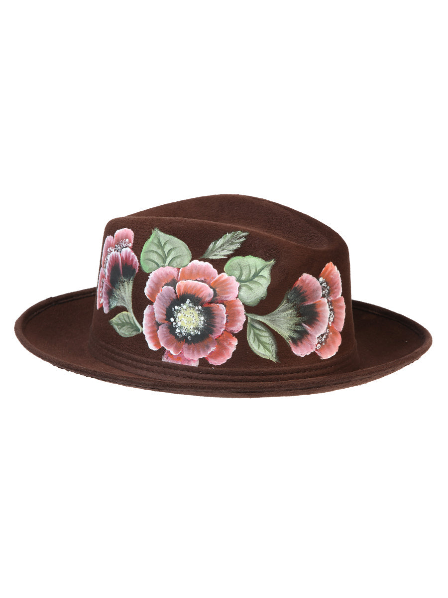 Artisanal Hand-Painted Hat — Suede in Brown