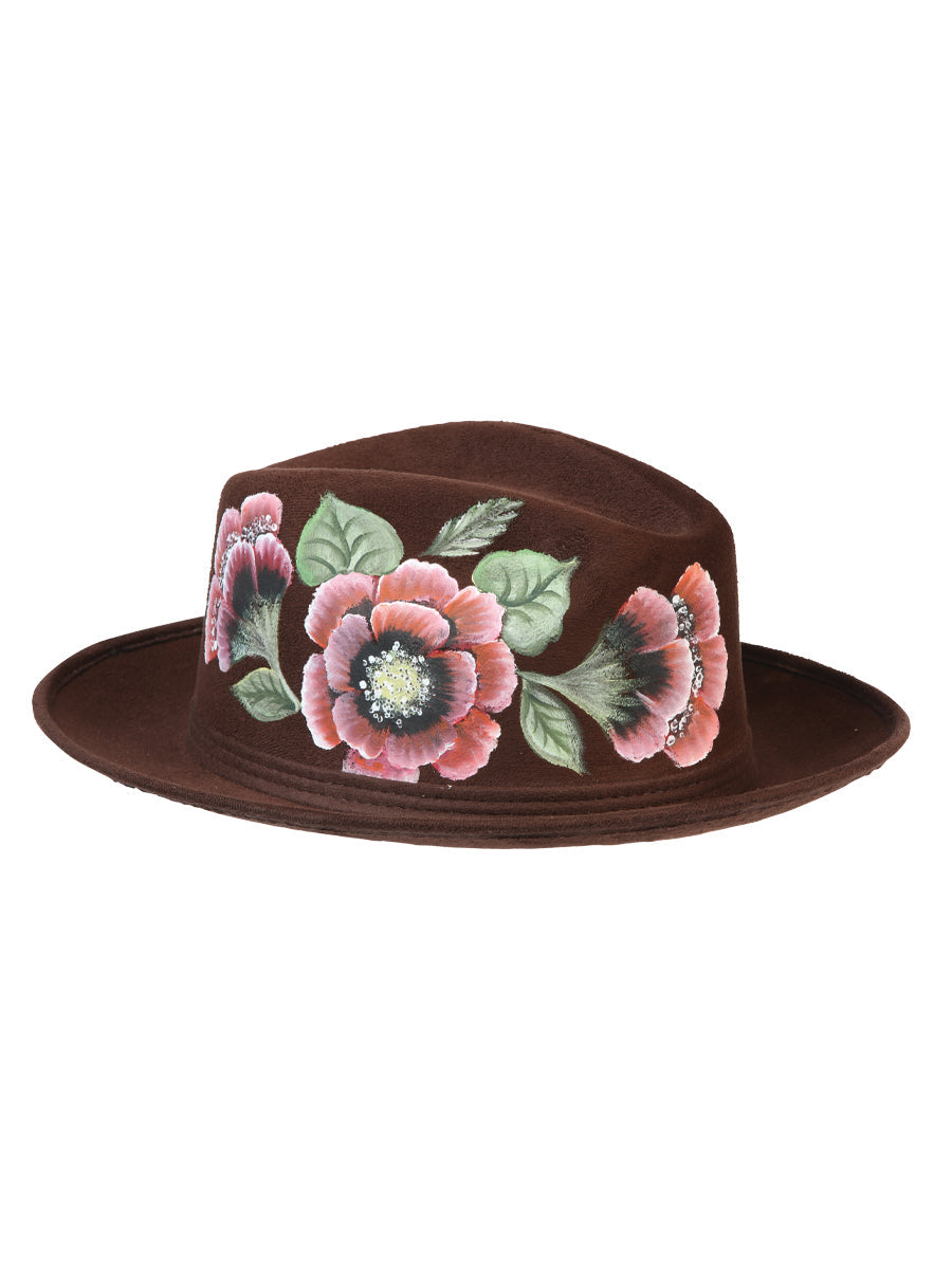 Artisanal Hand-Painted Hat — Suede in Brown