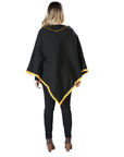 Artisanal Embroidered Poncho 50% Cotton, 50% Polyester in Black