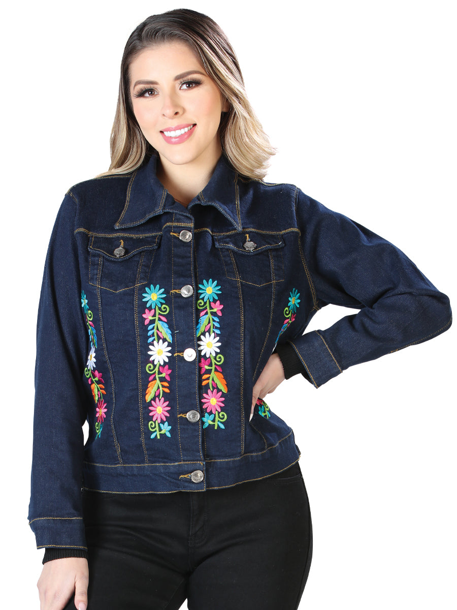 Artisanal Embroidered Jacket 50% Cotton, 50% Polyester in Blue
