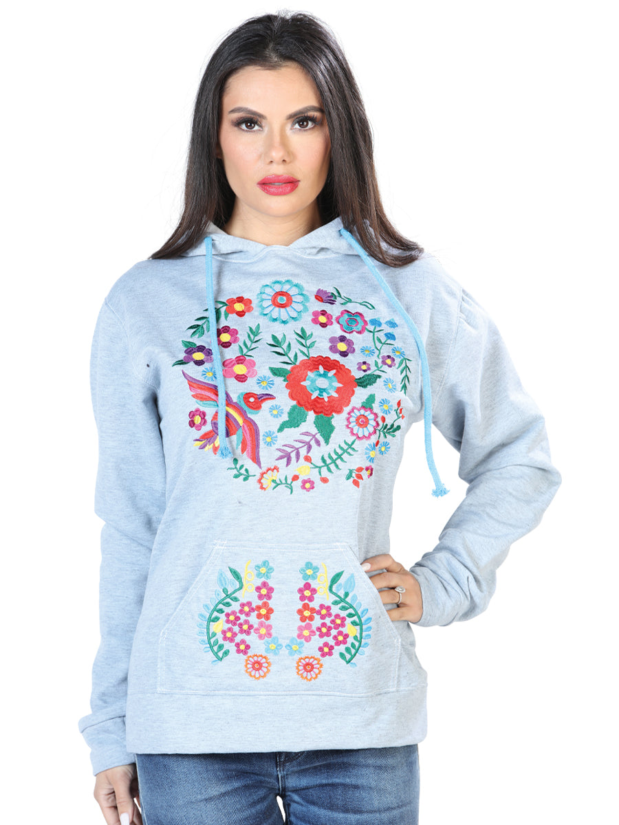 Artisanal Embroidered Sweatshirt 50% Cotton, 50% Polyester in Gray