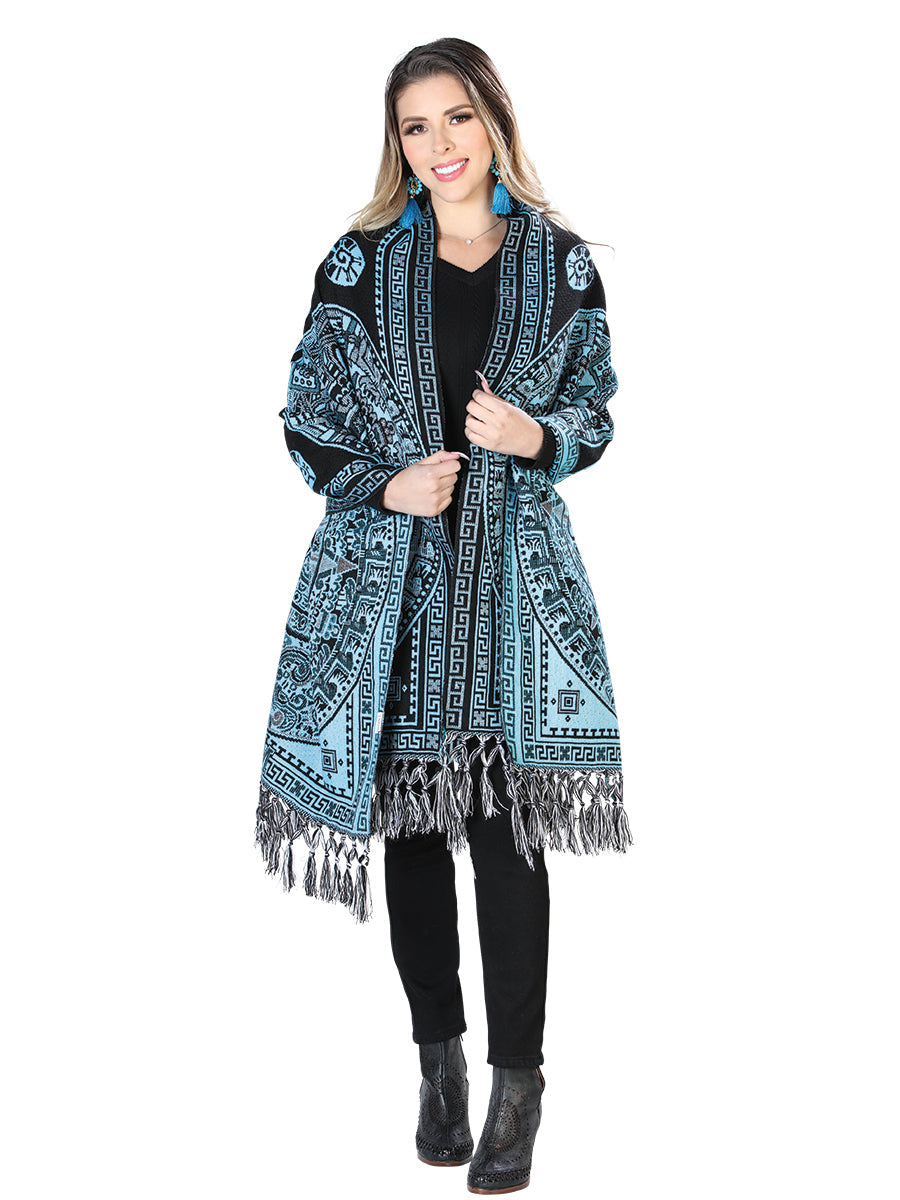 Mexican Artisanal Shawl 100% Acrylic in Blue