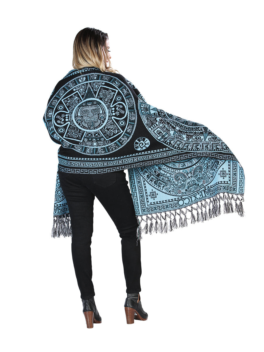 Mexican Artisanal Shawl 100% Acrylic in Blue