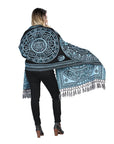 Mexican Artisanal Shawl 100% Acrylic in Blue
