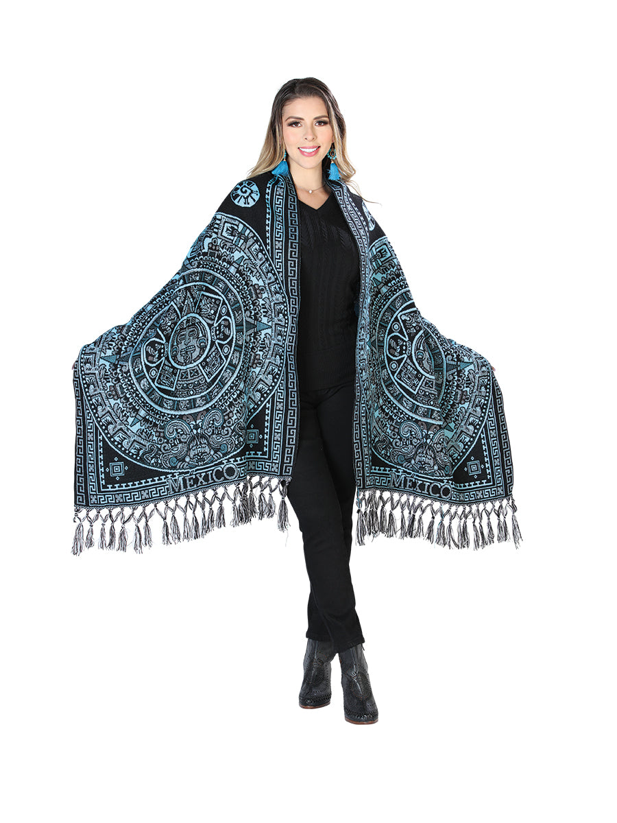 Mexican Artisanal Shawl 100% Acrylic in Blue
