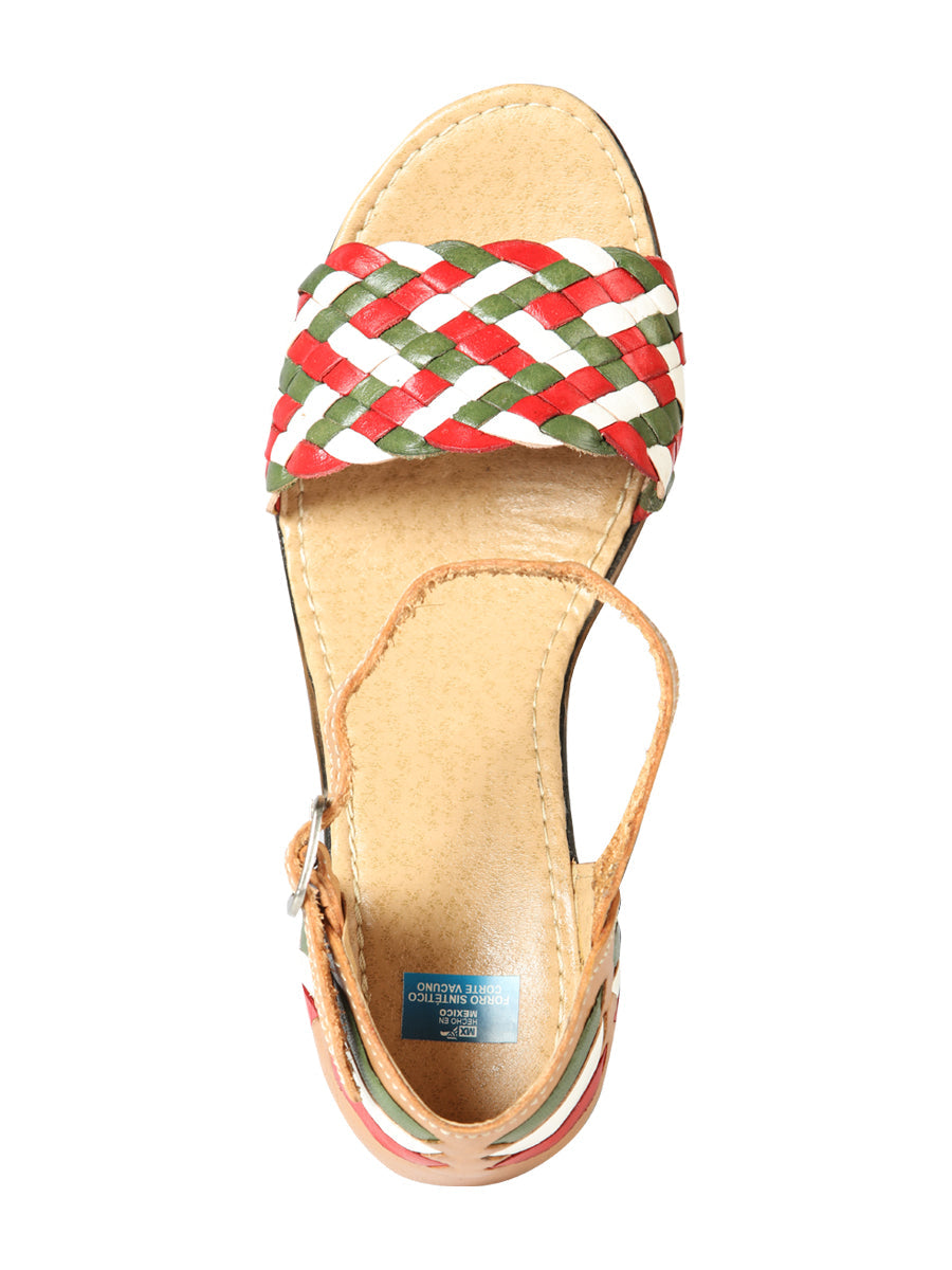Mexican Artisanal Sandals Leather in Tricolor