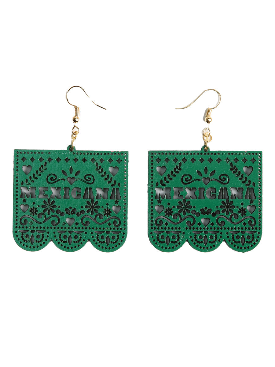 Artisanal Handmade Earrings — Wood in Green