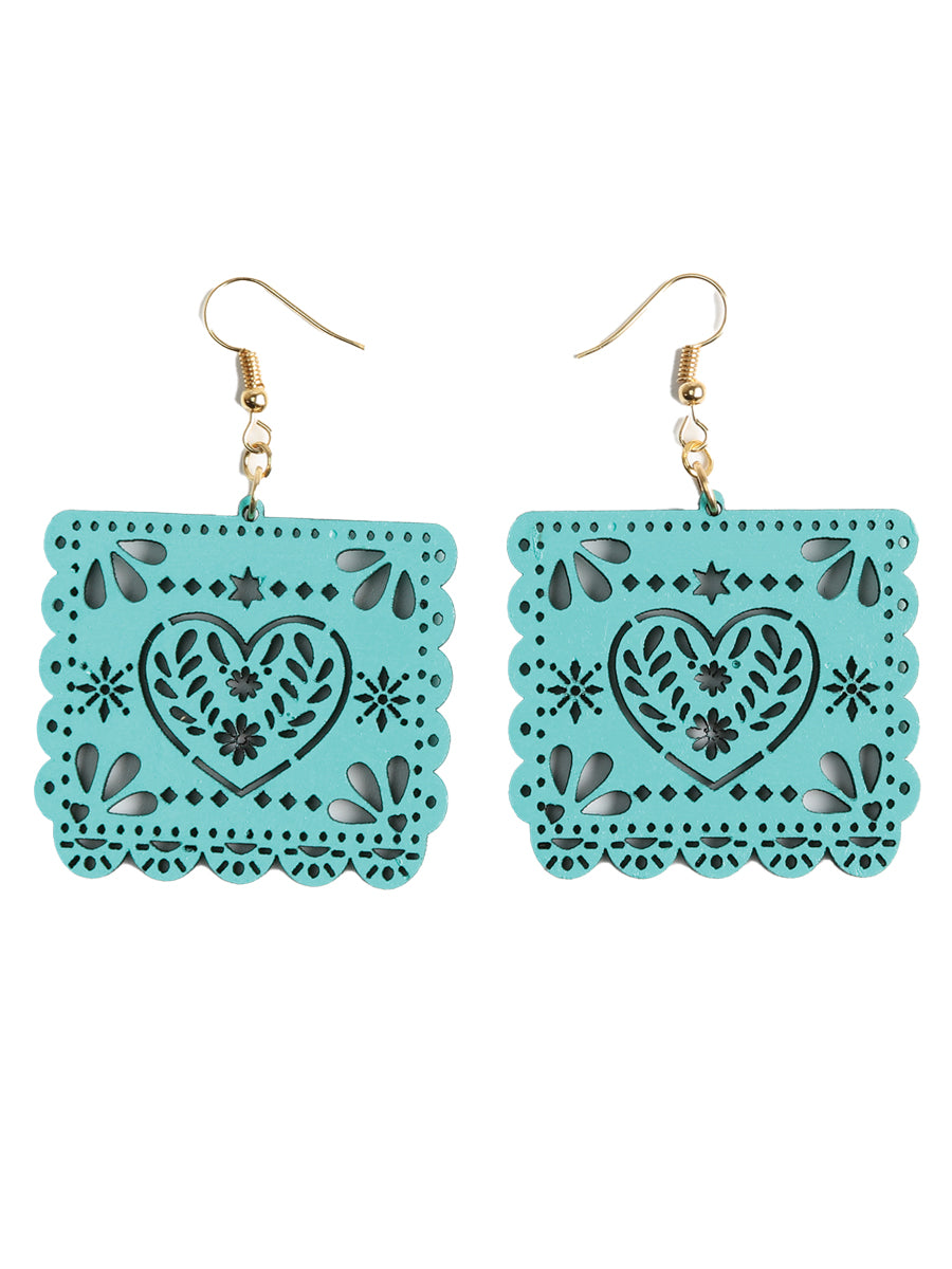 Artisanal Handmade Earrings — Wood in Emerald