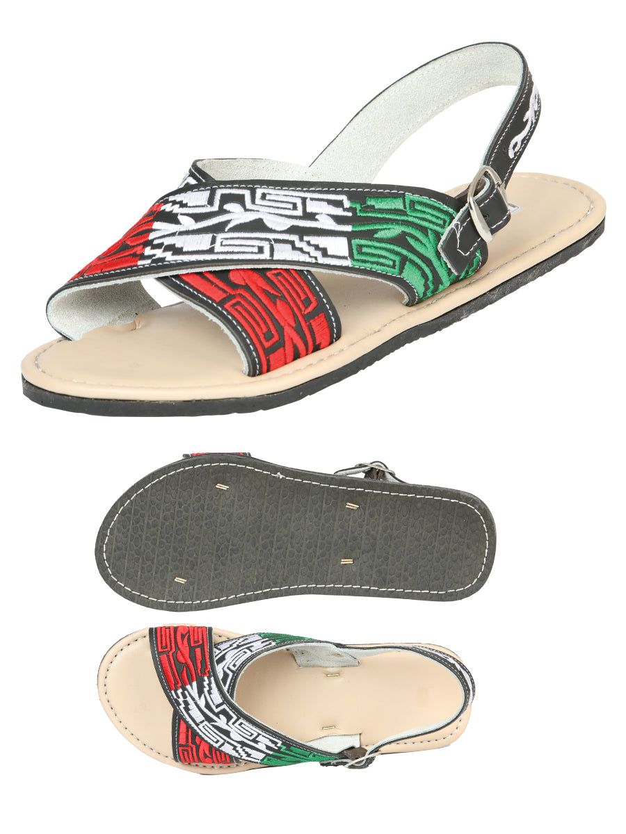 Mexican Artisanal Sandals — 50% Leather, 50% Synthetic in Black