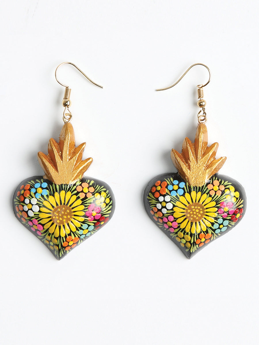 Artisanal Hand-Painted Earrings in Black