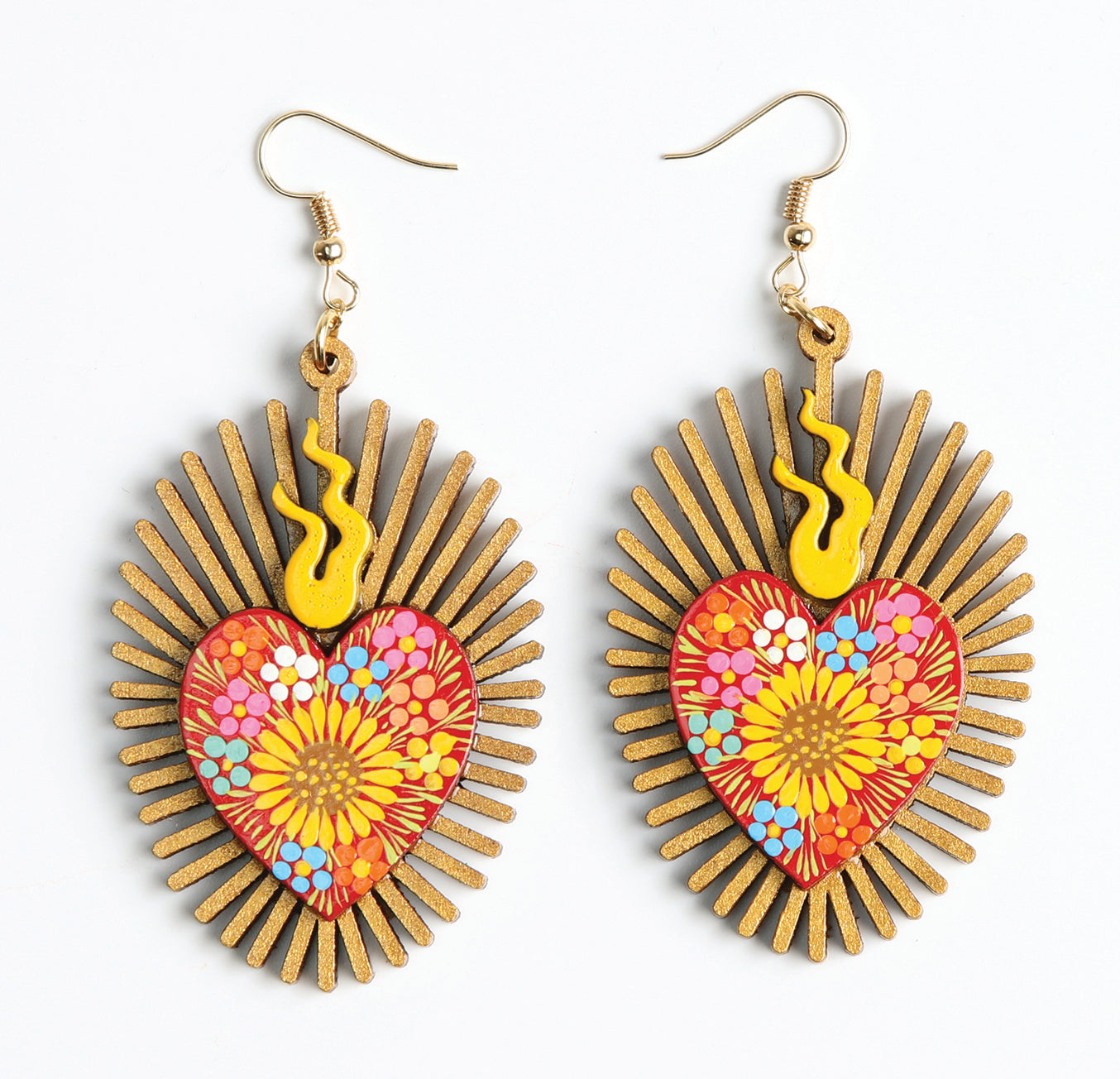 Artisanal Hand-Painted Earrings in Red
