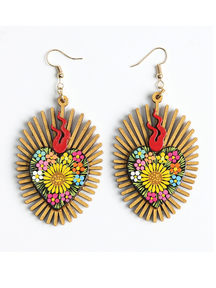 Artisanal Hand-Painted Earrings in Black
