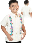 Mexican Artisanal Embroidered Shirt 100% Cotton in Beige