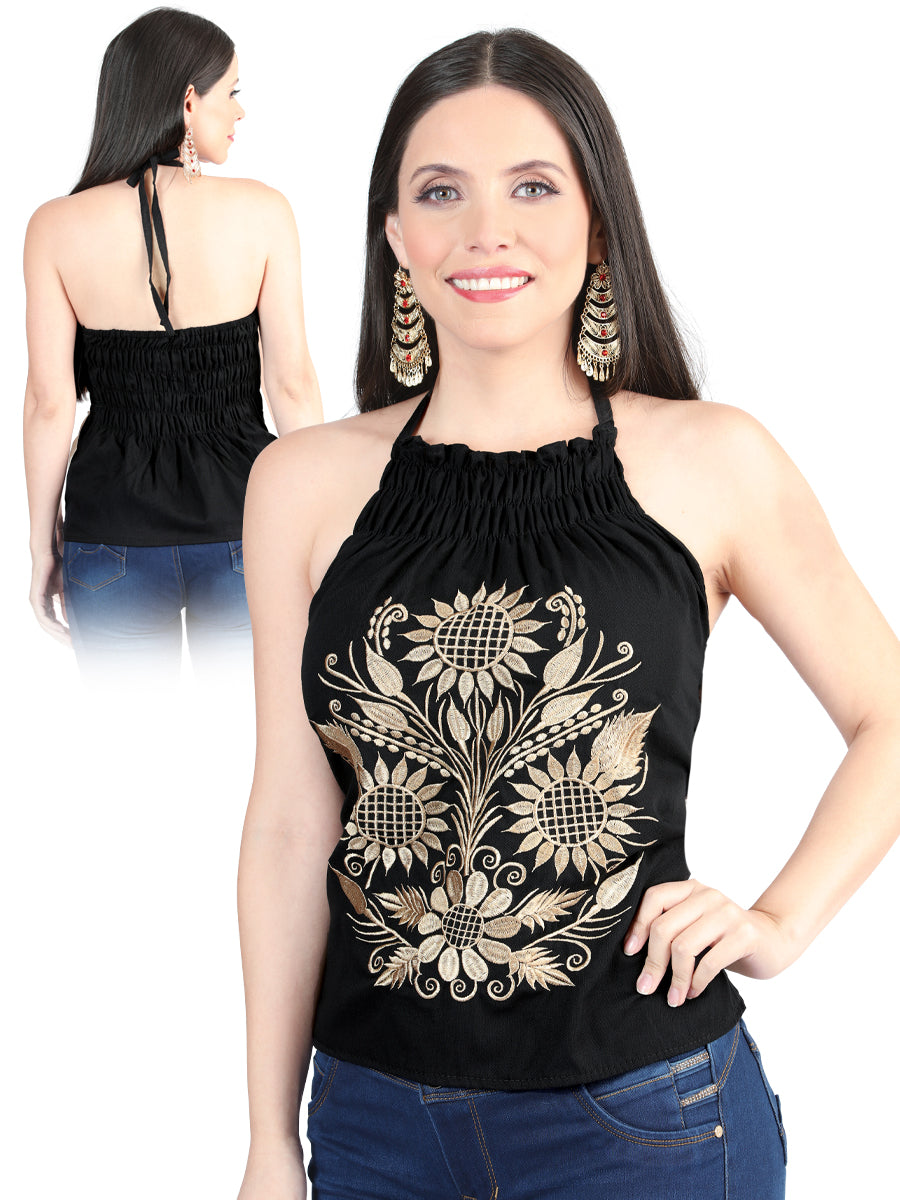 Artisanal Embroidered Blouse 100% Cotton in Black