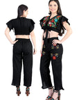 Artisanal Embroidered Set 100% Cotton in Black