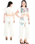 Artisanal Embroidered Set 100% Cotton in Beige