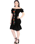 Artisanal Embroidered Dress 100% Cotton in Black