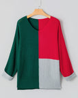 Colorblock Knit V-Neck Sweater