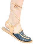 Mexican Artisanal Sandals Leather in Navy Blue/Natural