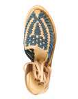 Mexican Artisanal Sandals Leather in Navy Blue/Natural
