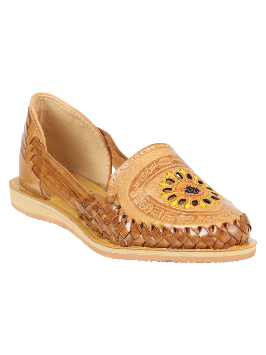 Mexican Artisanal Sandals Leather in Tang