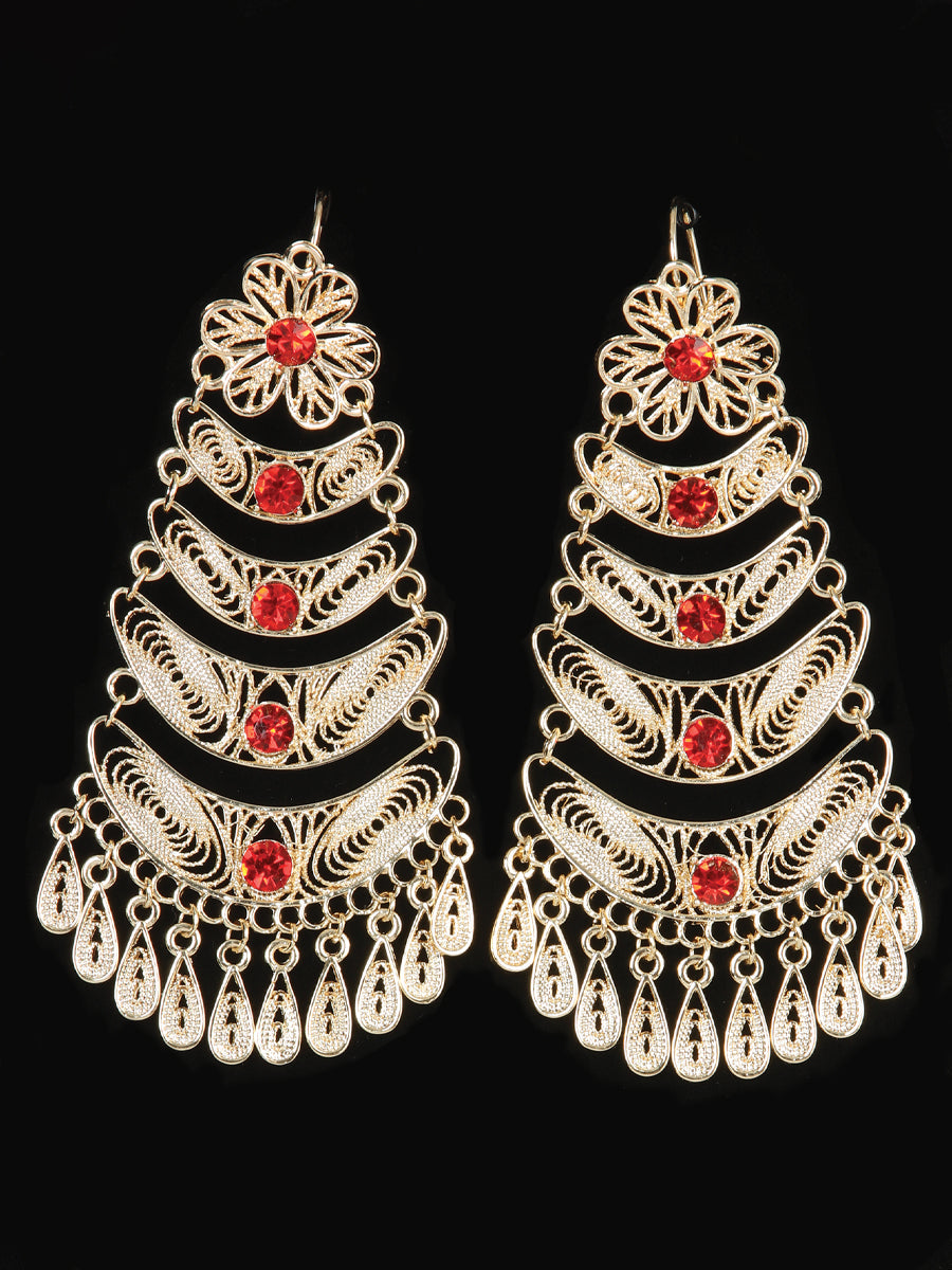 Mexican Artisanal Filigrana Earrings in Gold