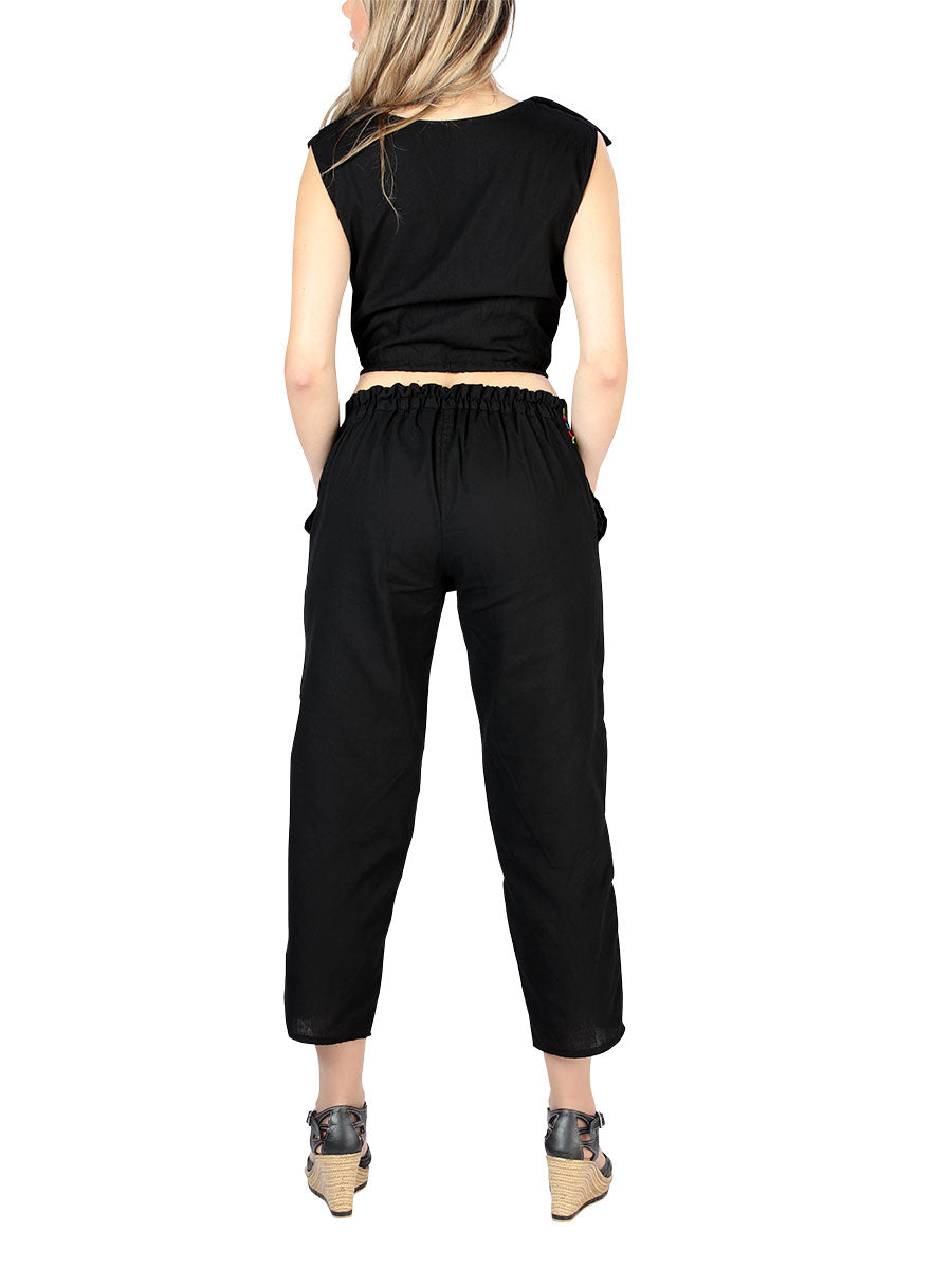 Artisanal Embroidered Set 100% Cotton in Black