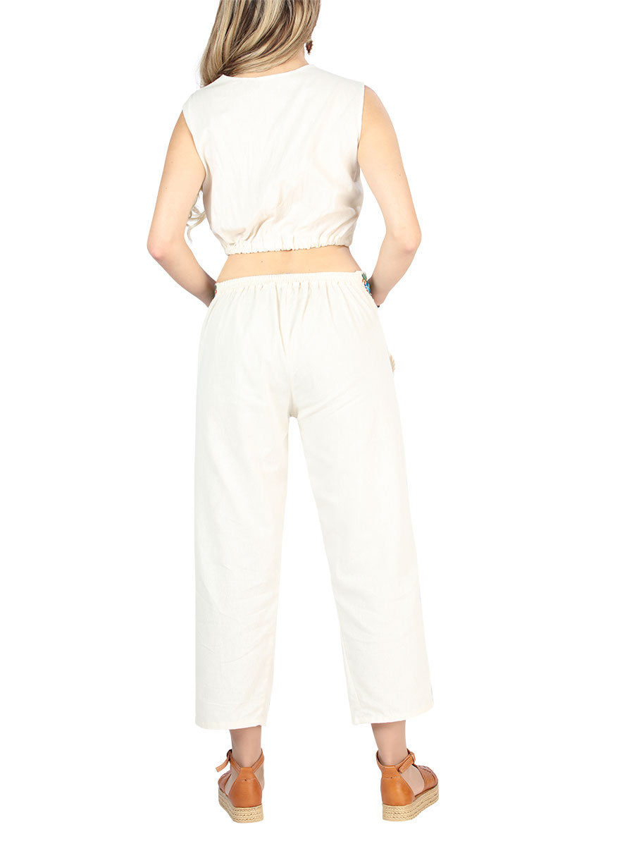 Artisanal Embroidered Set 100% Cotton in Beige