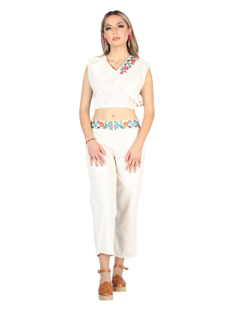 Artisanal Embroidered Set 100% Cotton in Beige