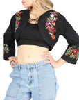 Artisanal Embroidered Torera 100% Cotton in Black