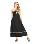 Artisanal Embroidered Dress 100% Cotton in Black