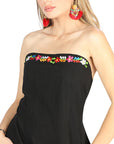 Artisanal Embroidered Dress 100% Cotton in Black