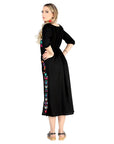 Artisanal Embroidered Dress 100% Cotton in Black