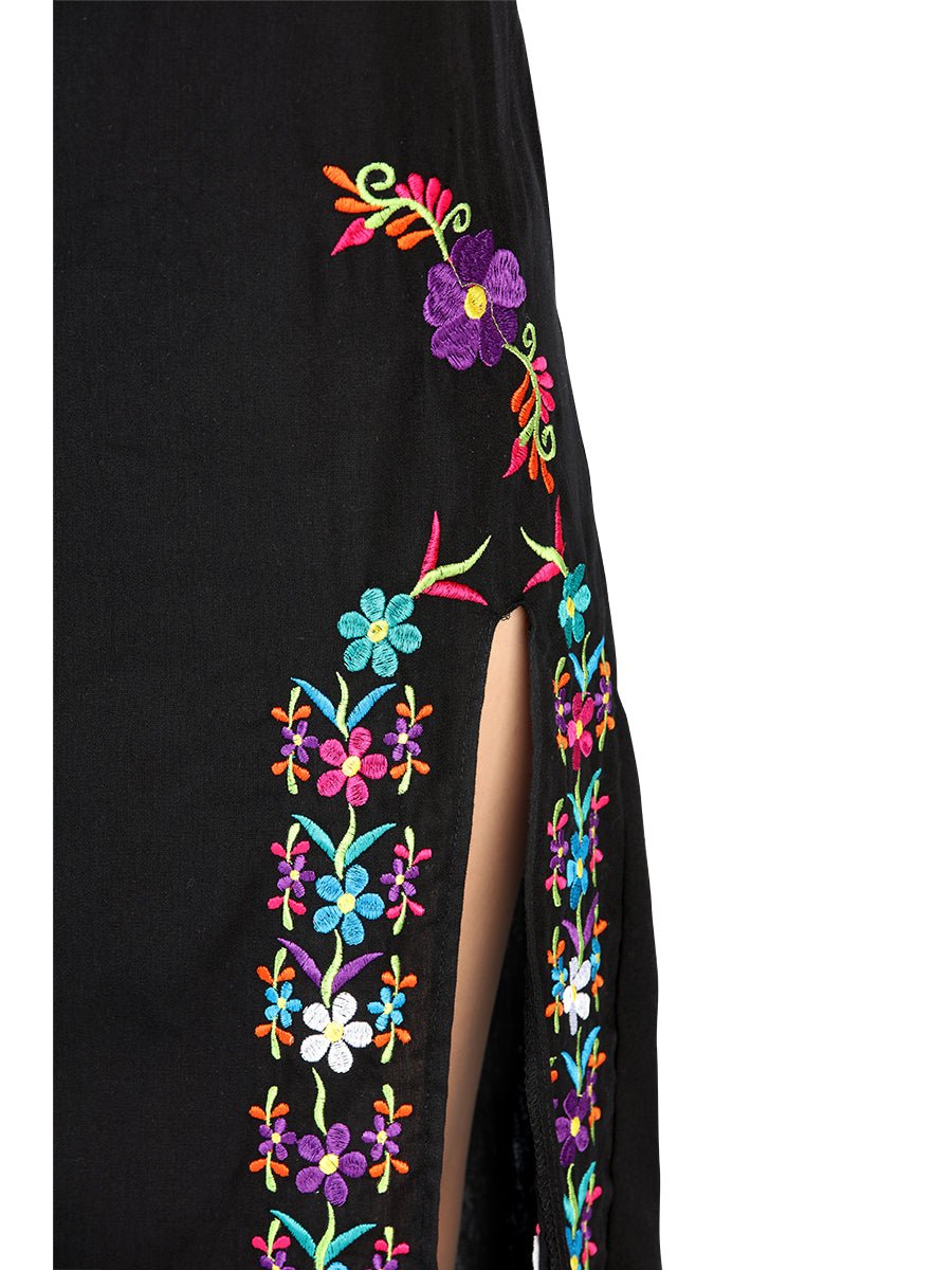 Artisanal Embroidered Dress 100% Cotton in Black
