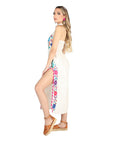 Artisanal Embroidered Dress 100% Cotton in Beige