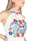 Artisanal Embroidered Dress 100% Cotton in Beige