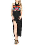 Artisanal Embroidered Dress 100% Cotton in Black