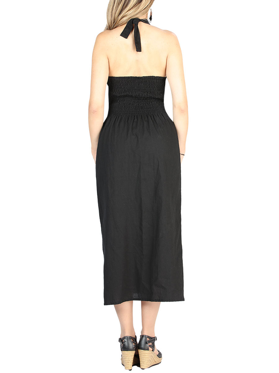 Artisanal Embroidered Dress 100% Cotton in Black