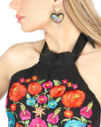 Artisanal Embroidered Dress 100% Cotton in Black