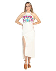 Artisanal Embroidered Dress 100% Cotton in Beige