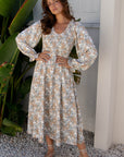 Floral Smocked Puff Sleeve Maxi Dress