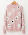 Maria Floral Half Zip Drop Shoulder Sweater