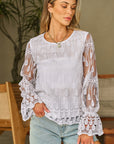 Tassa Mesh Flounce Sleeve Blouse