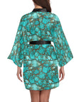 All Turquoise Women's Lounge Kimono Robe